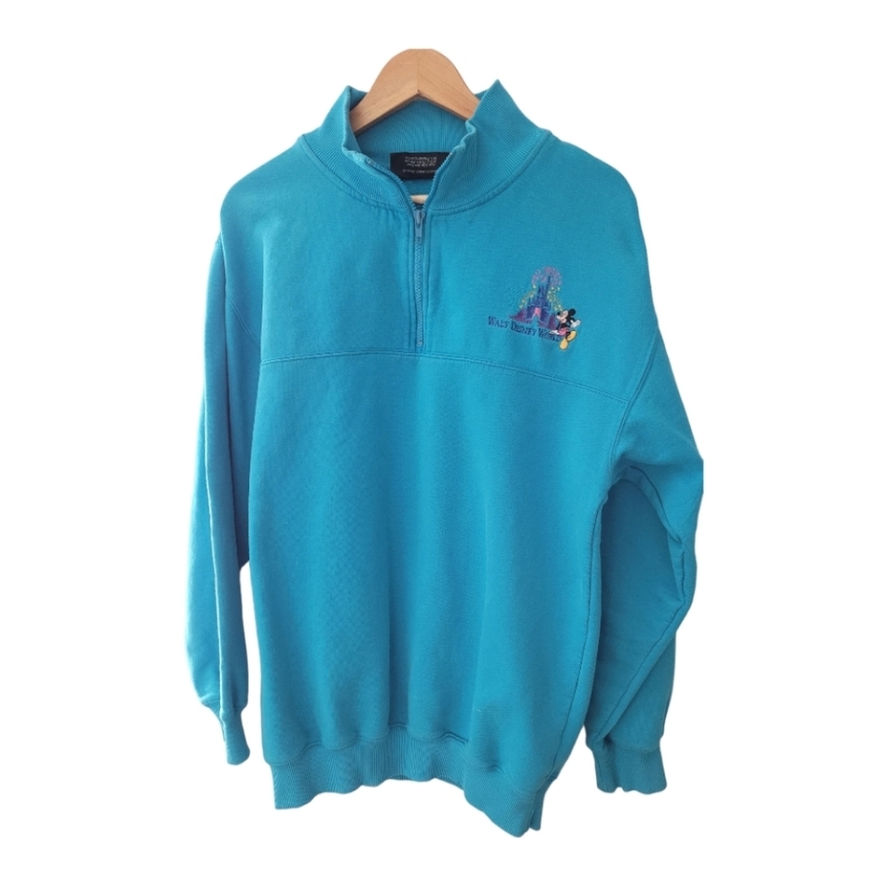 Disney Originals Theme Parks and Resorts 1/4 Zip Sweatshirt Turquoise Size S/M